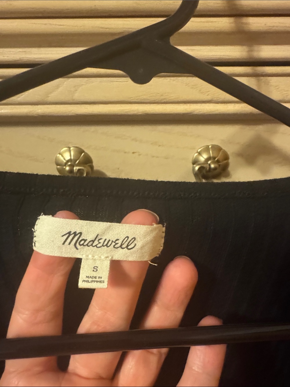Madewell Black Ribbed Wrap Short-Sleeve Top with Side Tie - Picture 4 of 5
